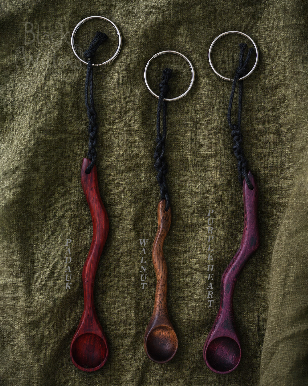 Tiny Twisted Spoon Keychain — Hand-Crafted Wood, One of a Kind