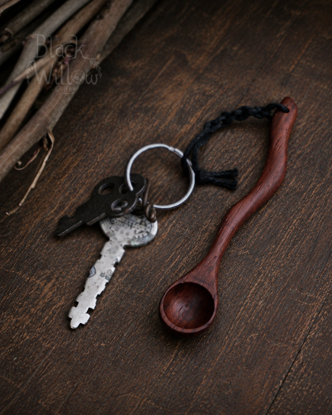 Twisted Spoon Keychain — Hand-Crafted Wood, One of a Kind