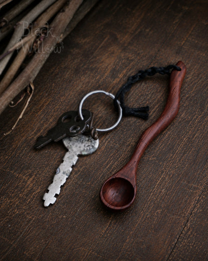 Twisted Spoon Keychain — Hand-Crafted Wood, One of a Kind