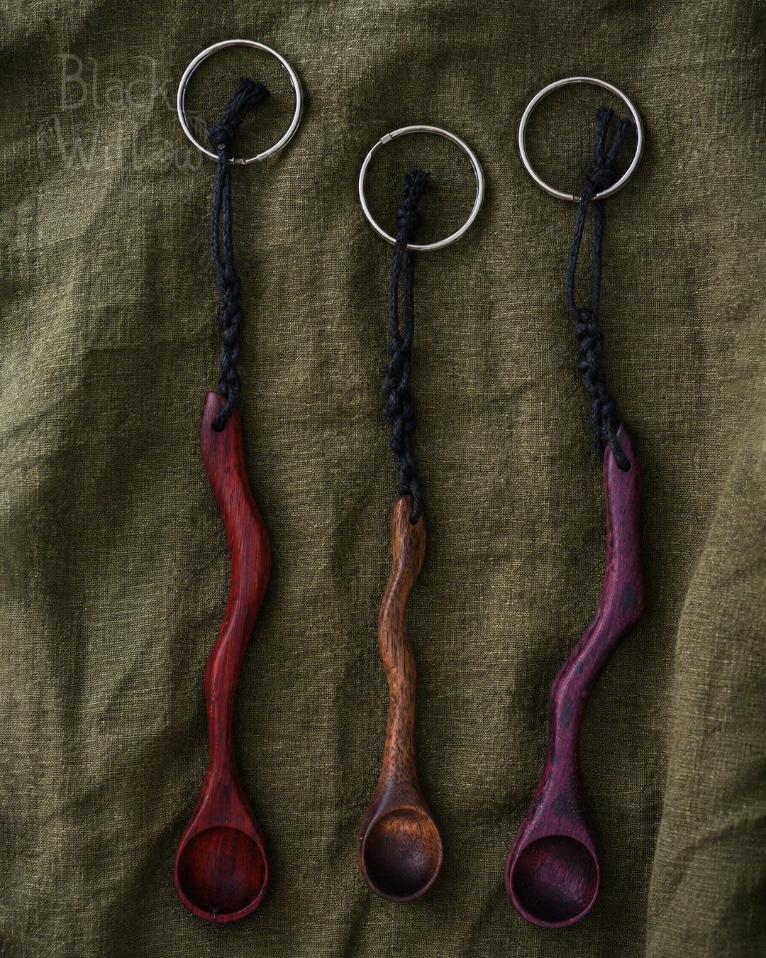 Tiny Twisted Spoon Keychain — Hand-Crafted Wood, One of a Kind