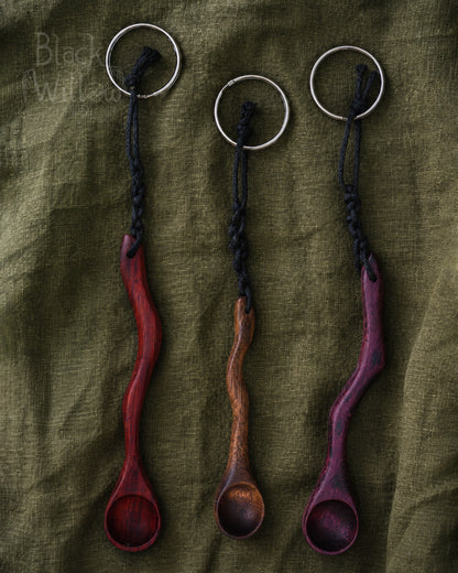 Tiny Twisted Spoon Keychain — Hand-Crafted Wood, One of a Kind