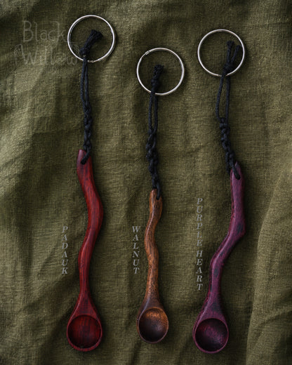 Tiny Twisted Spoon Keychain — Hand-Crafted Wood, One of a Kind