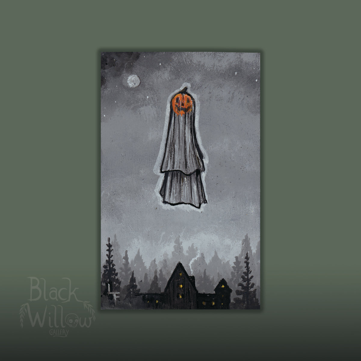 Pumpkin Ghost Mini Painting with easel