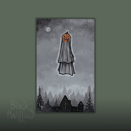 Pumpkin Ghost Mini Painting with easel