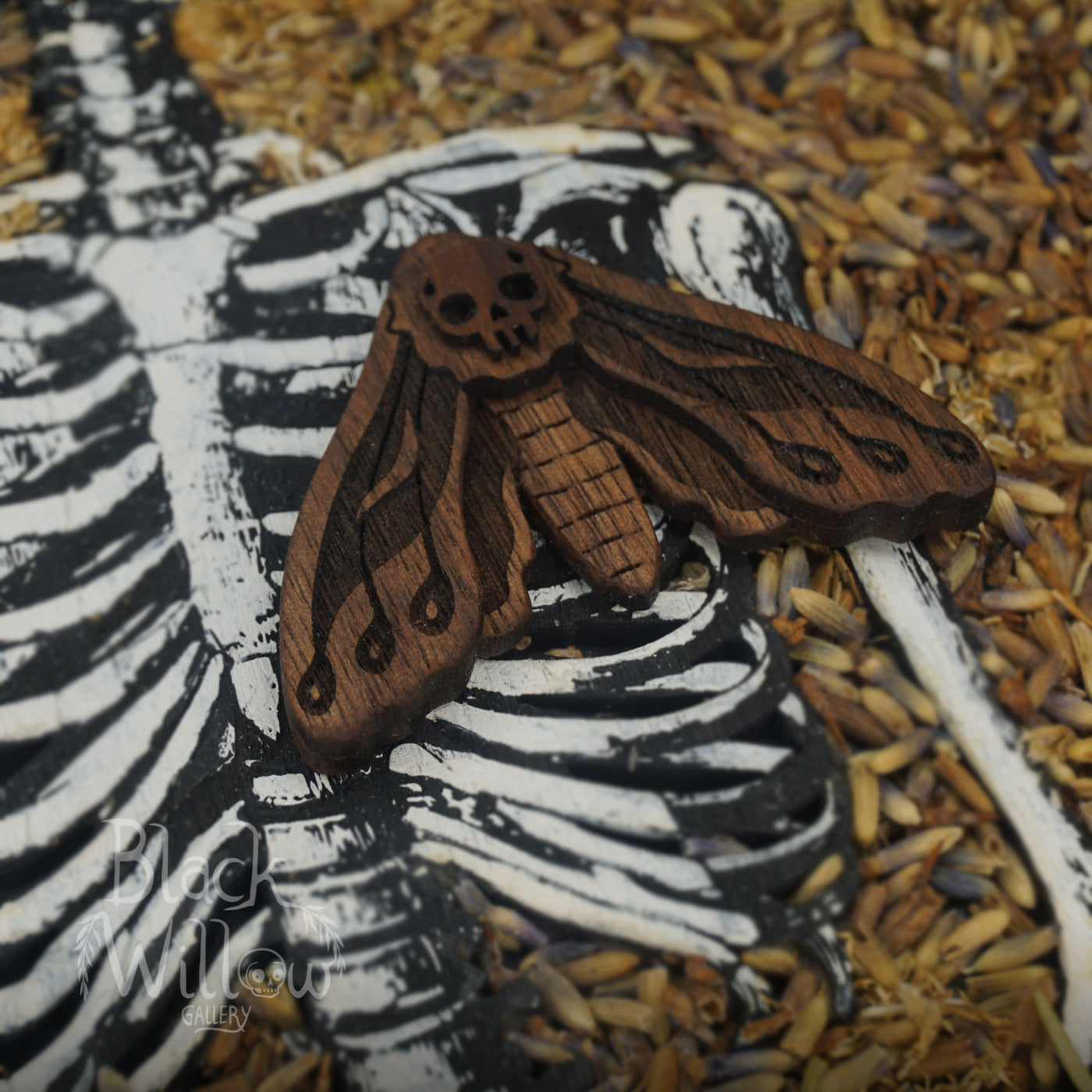 Wooden moth pin 