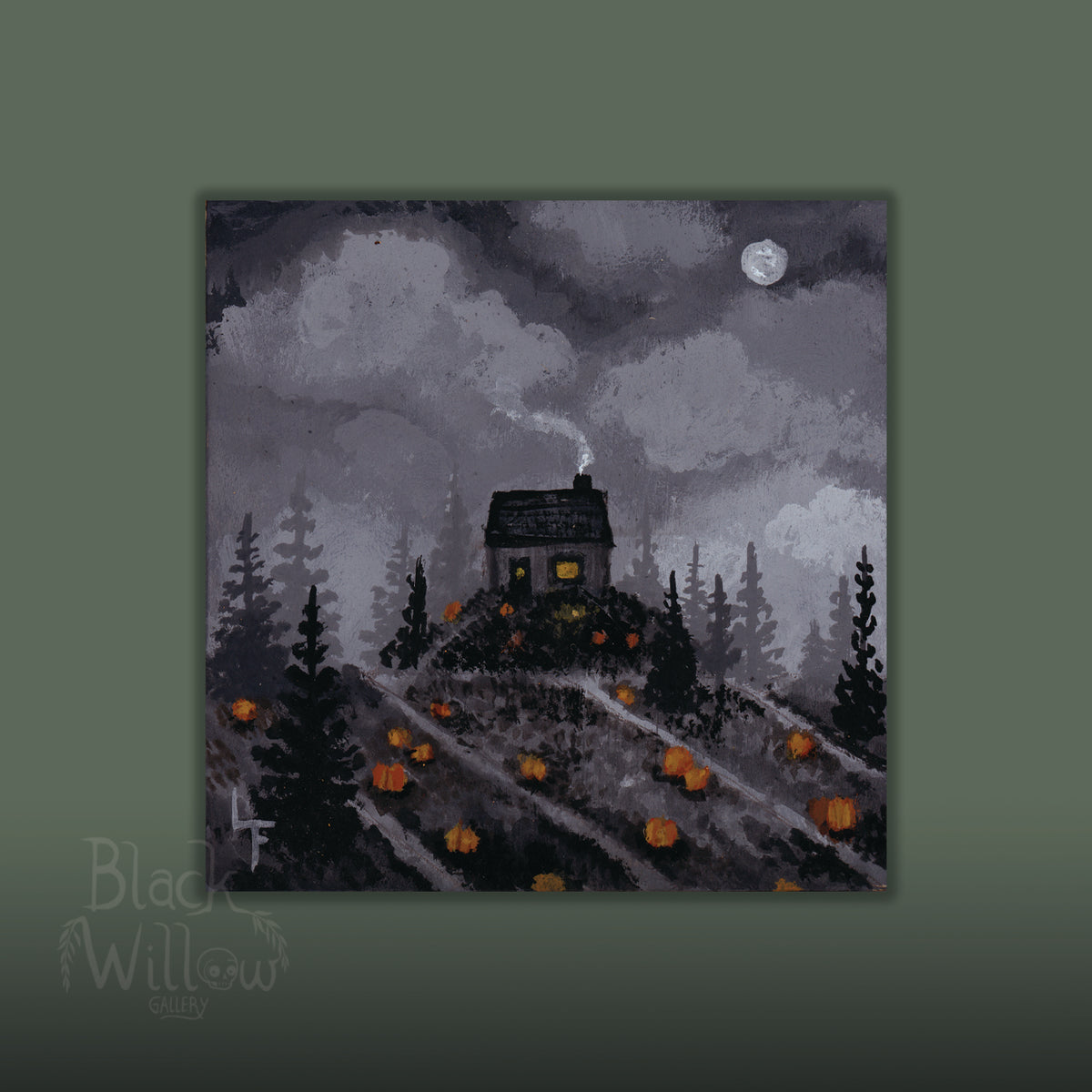 Pumpkin Fields Mini Painting with easel
