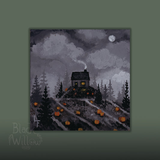 Pumpkin Fields Mini Painting with easel