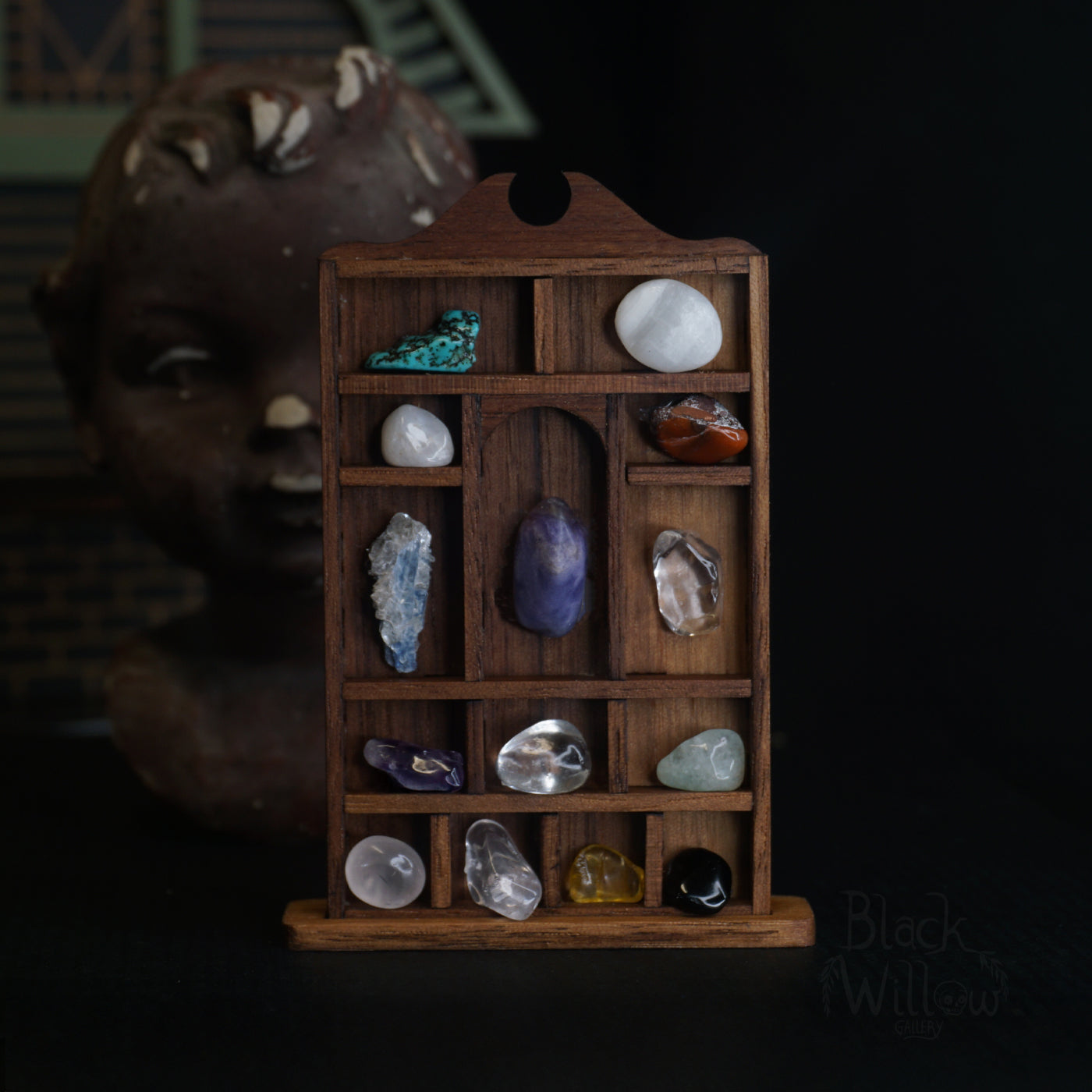 Miniature Trinket Shelf With Gemstone & Crystal Collection