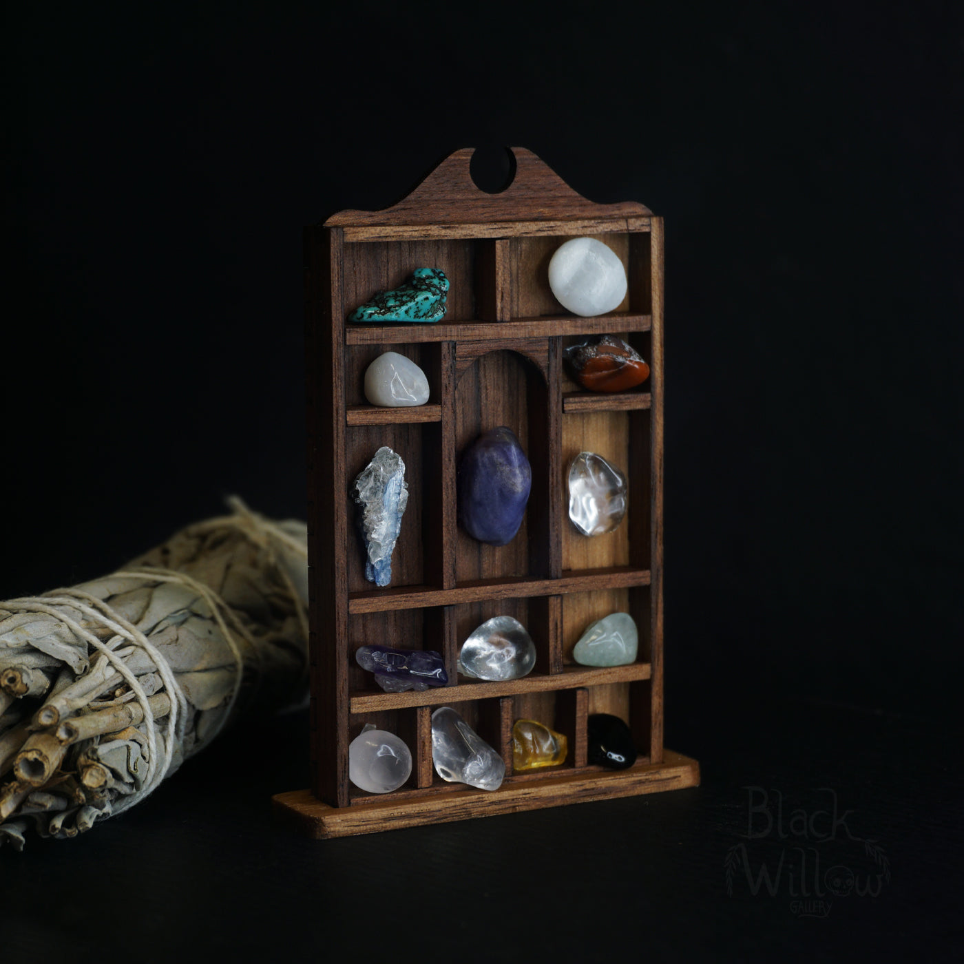 Miniature Trinket Shelf With Gemstone & Crystal Collection