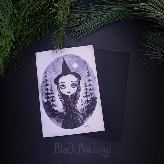 The Witch's Winter Light Greeting Card