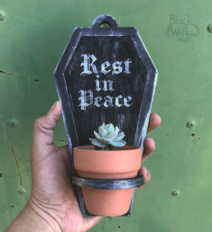 plant coffin pot Rest in Peace Mini Coffin Planter – Black Willow Gallery